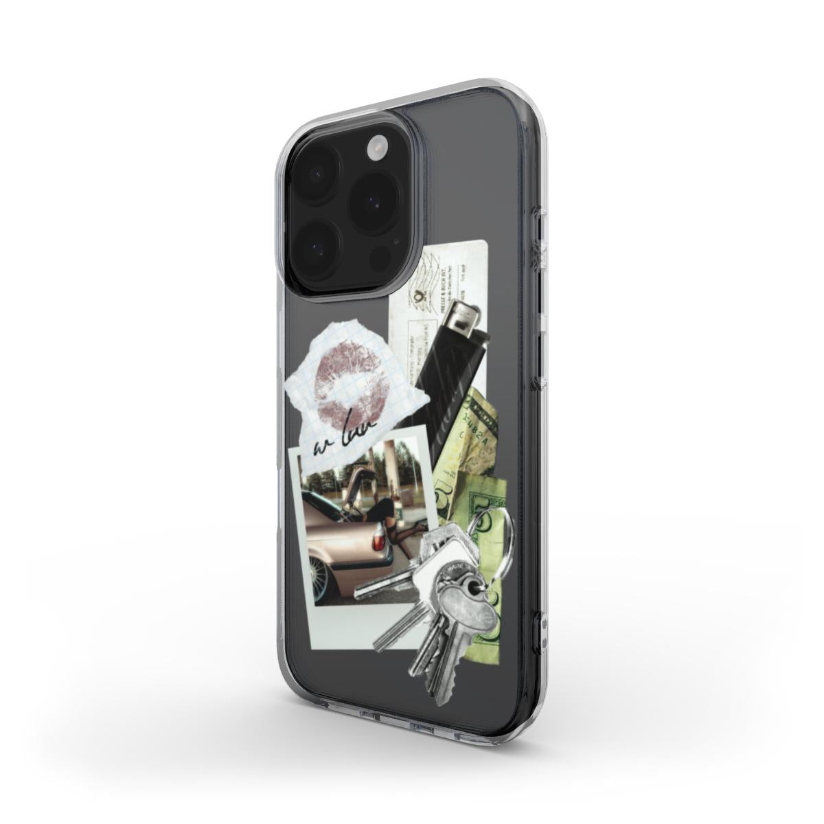 Aesthetic Collage Clear Phone Case – Vintage “We Love”