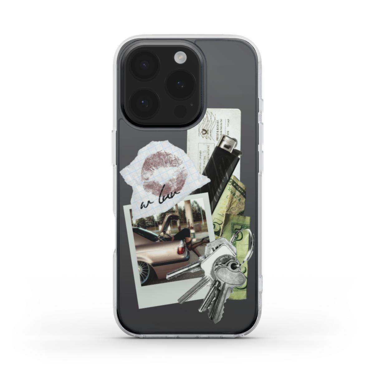Aesthetic Collage Clear Phone Case – Vintage “We Love”